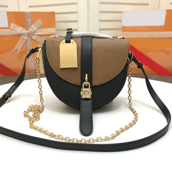 

old flower lock crossbody bag chain shoulder bags genuine leather fashion letters women horseshoe saddle bag handbags purse m43590