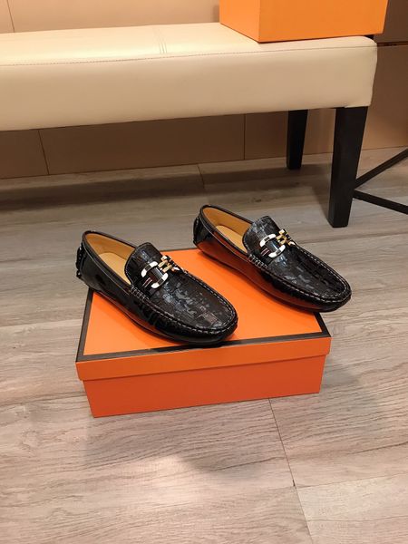 

new male casual loafers business fashion genuine leather dress shoes men brand designer breathable wedding flats size 38-44, Black