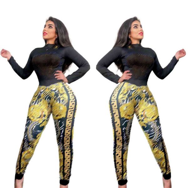 

q6054 autumn women's clothing fashion casual printed two piece set, White