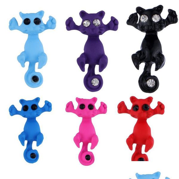 

stud womens girls cat puncture ear stud piercing earrings cute crystal alloy cats new fashion earring studes 212 q2 drop delivery 202 dhpyl, Golden;silver