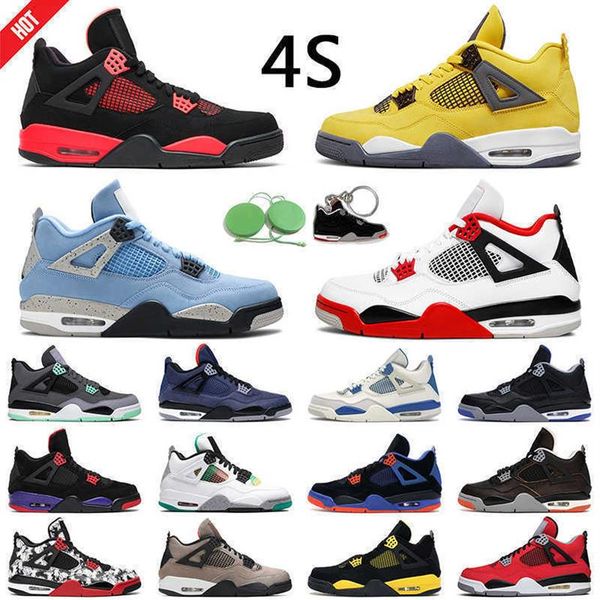 

jumpman 4 retro fire red basketball shoe 4s university blue taupe haze white cement mens trainer outdoor sports sneakers257q, Black