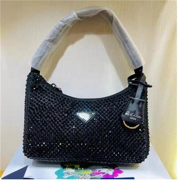 

2022 womens shoulder bags crystal embellishment luxurys designers bags crossbody bag backpack totes half moon purses satin hobo