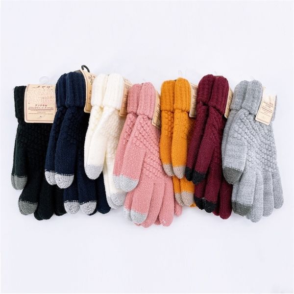 

five fingers gloves womens cashmere knitted winter women men autumn warm thick screen skiing 220916, Blue;gray