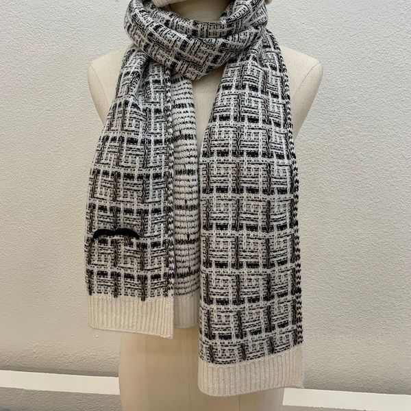 

new style knitted designer scarf hats set for women classic warm wholesale stole fashion luxury scarves soft cashmere jacquard autumn winter, Blue;gray