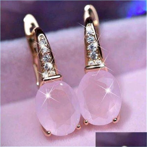 

hoop huggie ellipse rhinestone hoop eardrop fashion women rose gold metal ear pendants charm crystal earring alloy jewelry accessori dhipb, Golden;silver