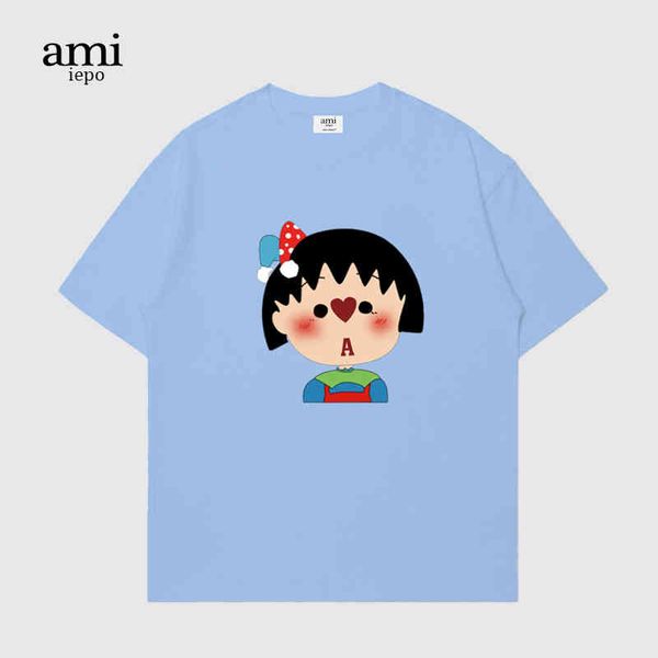 

ammi's mens women designers t-shirts cherry balls branded series cotton double yarn round neck short sleeve t-shirt women loose casual, White;black