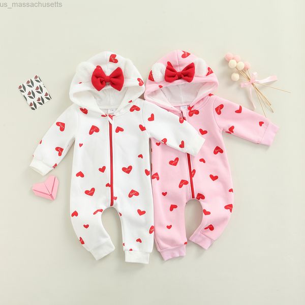 

special occasions citgeett spring valentine's day newborn baby girls boys casual hooded jumpsuit love letter print long sleeve zipper r, Blue
