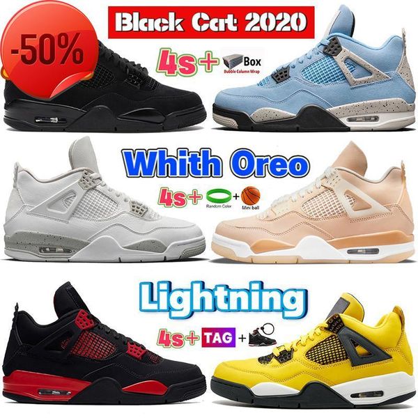 

high mens 4 black cat university blue bred 4s basketball shoes white oreo shimmer fire red thunder metallic purple paris men women designer