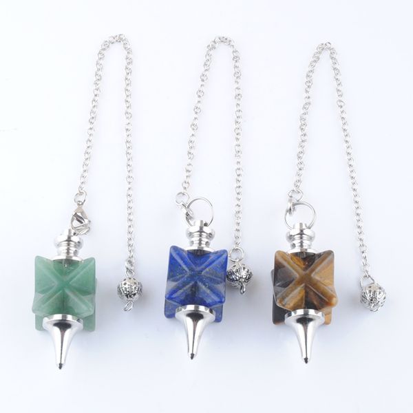 

merkaba pendulum pendant for dowsing divining wicca big natural stone reiki crystal biolocation metaphysical spiritual bn457, Silver