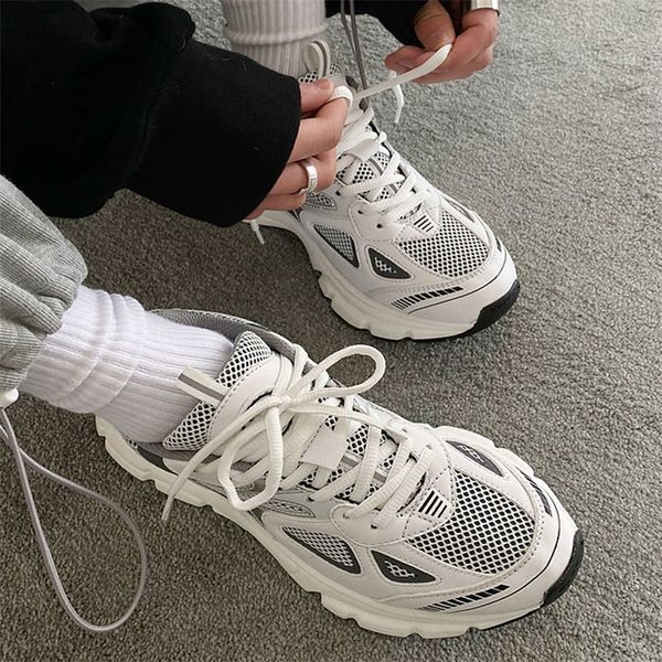 

dress shoes women's luxary chunky sneakers summer mesh breathable for men sports running casual ladies fitness vulcanize 220915, Black
