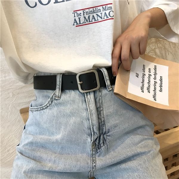 

belts pu leather belt fashion woman men casual square pin buckle jeans belts for trouser ladies black coffee waist strap 220916, Black;brown