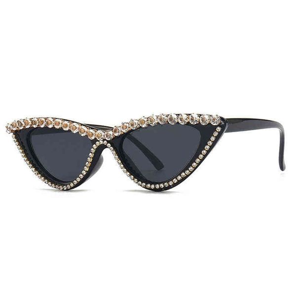 

sun glass new fashion eye rhinestone women's sunglasses hip hop personality, White;black