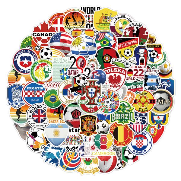 

100pcs waterproof lapcar world football cup stickers graffiti patches decals for motorcycle luggage skateboard and home appliance