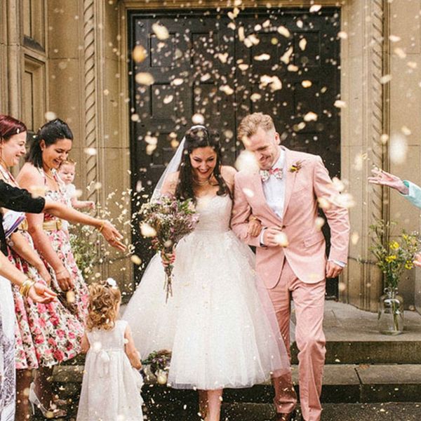 

vintage tea-length ball gown wedding dresses strapless sleeveless lace appliques bridal gowns custom made, White