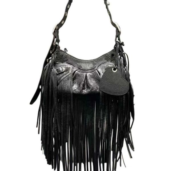 

22s designer bag high 2022 quality leather bag ladies fashion rivet heavy industry fringe crescent axillary universal cross bag
