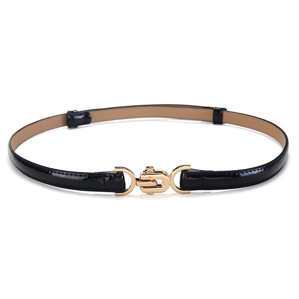 

fashion versatile patent leather thin belt shiny side decorative belt with skirt, Black;brown