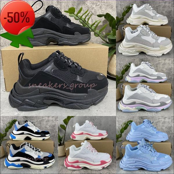 

2022 paris crystal bottom triple s casual shoes dad platform sneakers for men women vintage old grandpa trainer eur36 -45, Black