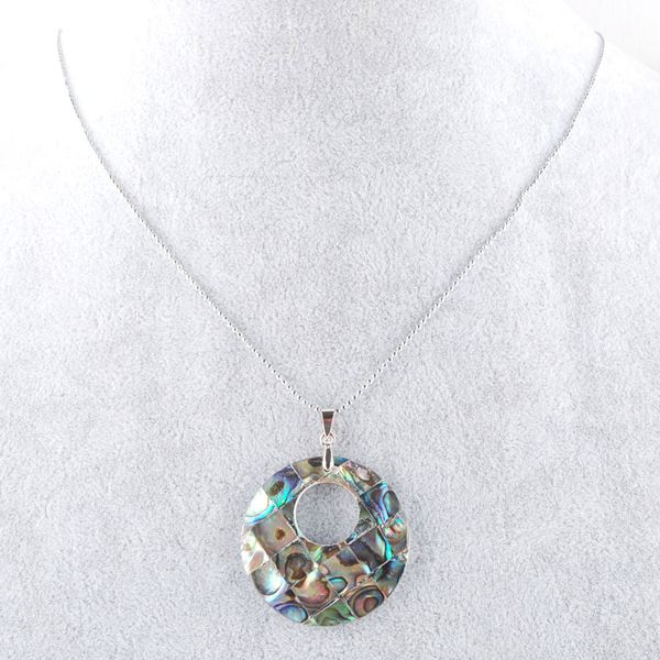 

vintage colorful round abalone shell pendant necklace center hole natural boho pearl shells for jewelry gift n3364, Silver
