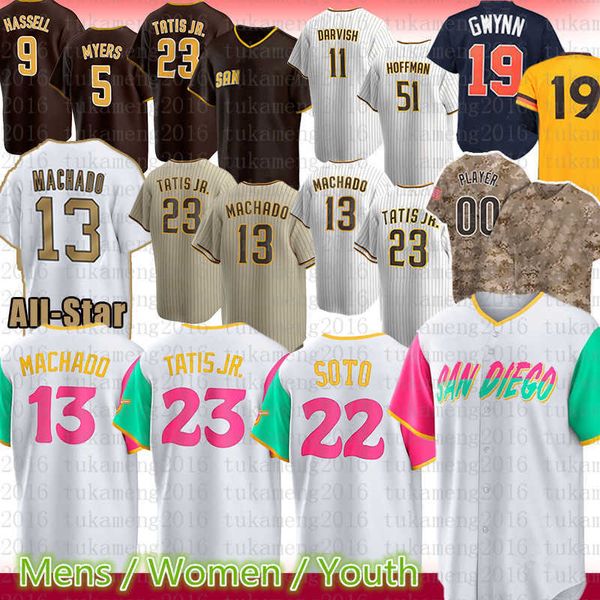 

custom baseball jersey men women kids shirt tatis s soto wo jr. ny juan machado fernando diego tony gwynn wil myers trent grisham ha-seong j, Black