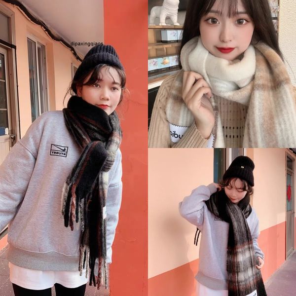 

designer scarf acne sweden studios ac star same scarf alpaca stripe double sided contrast wool cashmere neck scarf long tassel ne, Blue;gray