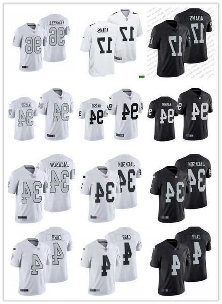 

football jersey las vegas''raiders''17 davante adams 34 bo jackson 24 charles woodson 4 derek carr 28 josh jacobs 13 hun, Black;red