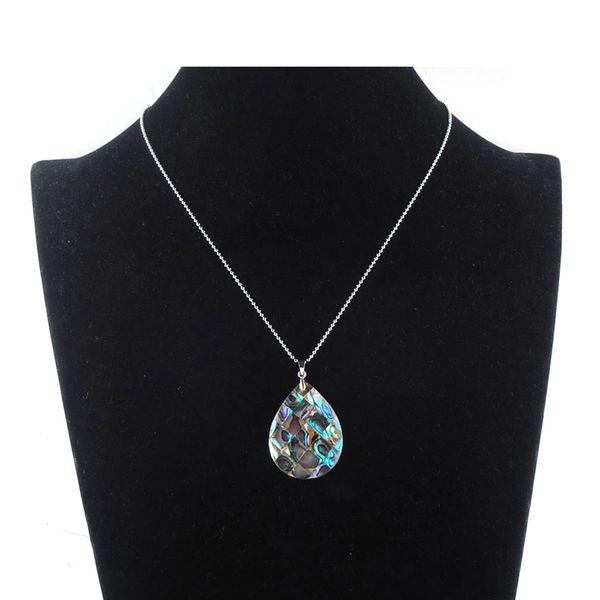

vintage colorful water drop abalone shell pendant necklace no hole natural boho pearl shells for jewelry gift n3370, Silver