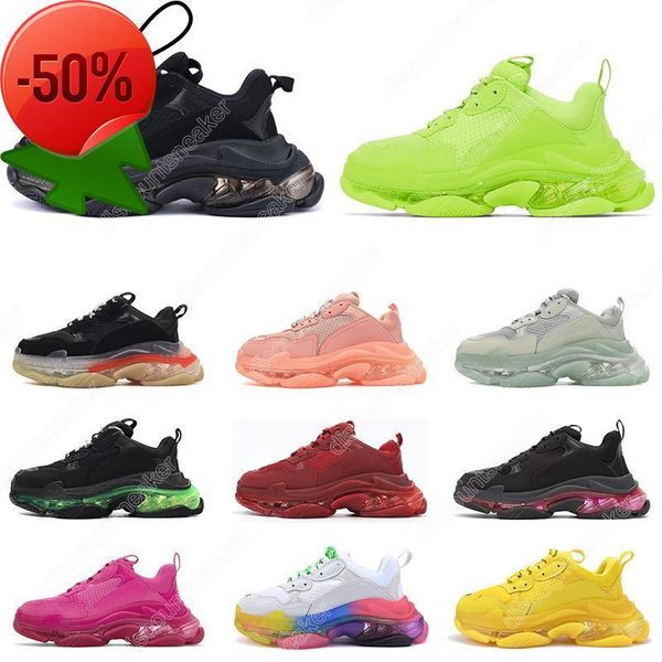 

2022 triple s clear sole men women platform shoes fashion paris sneakers black beige neon green red mens trainers casual jogging walking