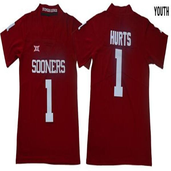 

2019 youth oklahoma sooners college jalen hurts red jersey white kyler murray kid ncaa #6 baker mayfield university football jersey shi263x, Black