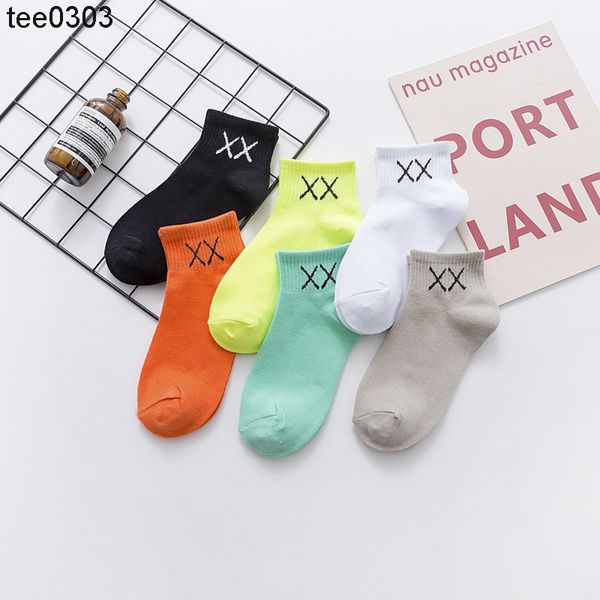 

men's socks sesame street kaws co branded fashion cotton boat xx street hip hop sports socks, Black
