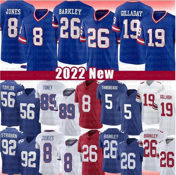 

football jersey new york''giants''17 wan'dale robinson 30 darnay holmes 5 kayvon thibodeaux 26 saquon barkley 8 dan, Black;red