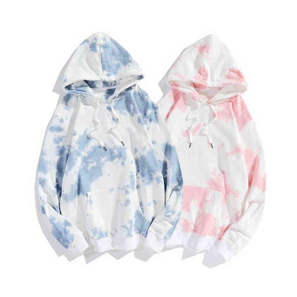 

men's hoodies sweatshirts 2022 autumn and winter new tie-dye sweater gradient long-sleeved loose hooded couple's all-match g221008, Black