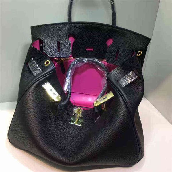 

designer 2022 luxury women leather biirkens keelis fashion bag layer cowhide inner and outer color contrast matching women's
