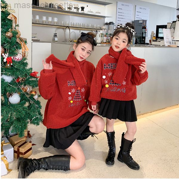 

family matching outfits parent-child hoodie mom and baby winter clothing girls mother daughter clothes sets new year christmas l220916, Blue