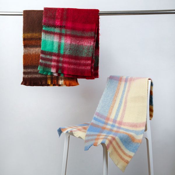 

designer scarf acne sweden studios scarf women's autumn and winter thickening warm cashmere like rainbow scarf shawl new ac short tasse, Blue;gray