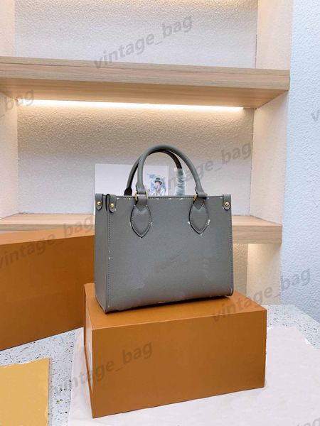 

2023ss onthego pm 25cm on the go bag mini tote stardust monograms purse spring in the city shopping pocket women shoulder cross body grey ha
