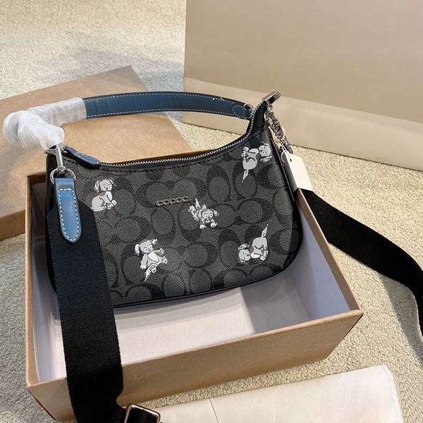 

black happy puppy print handbag lady lovely simple mahjong bag sweet style light tote bag versatile 2022
