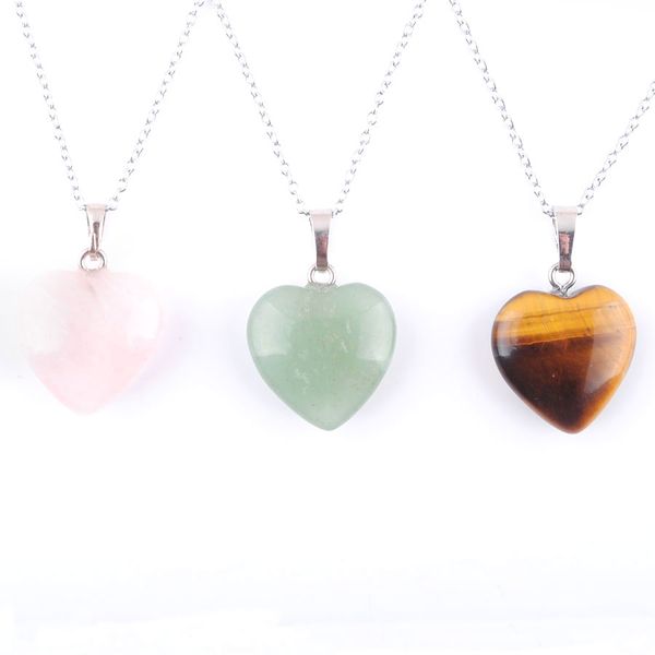 

silvery chains healing crystal heart pendants reiki natural stone labradorite amethysts quartz necklace wed jewelry bn345, Silver