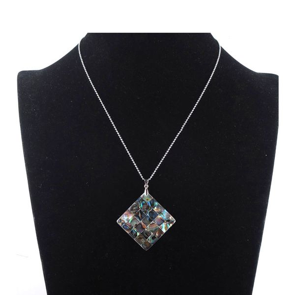 

vintage colorful square abalone shell pendant necklace no hole natural boho pearl shells for jewelry gift n3368, Silver