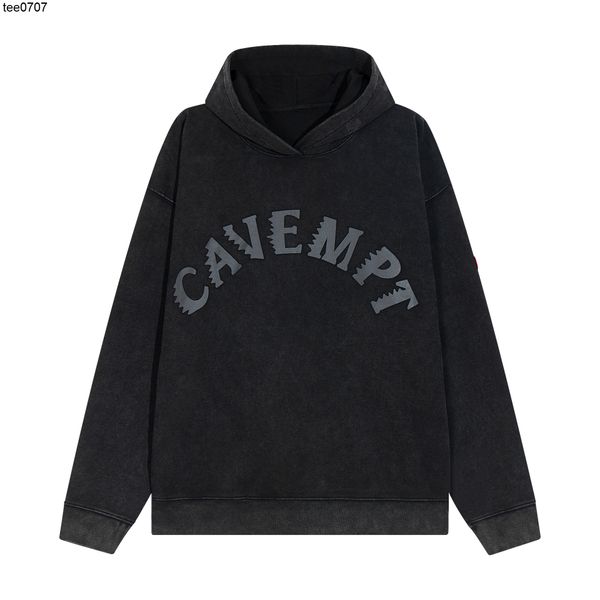 

men's boys and girls hoodies sweatshirts life cavempt chaopai fried snowflake ce foam slogan hoodie for men and women, Black