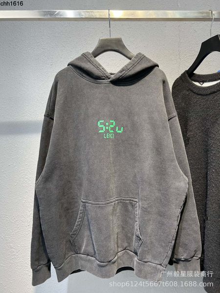 

high version balencaigass 22fw autumn and winter new 520 luminous letter printing ins couple hooded and worn sweater hoodie, Black