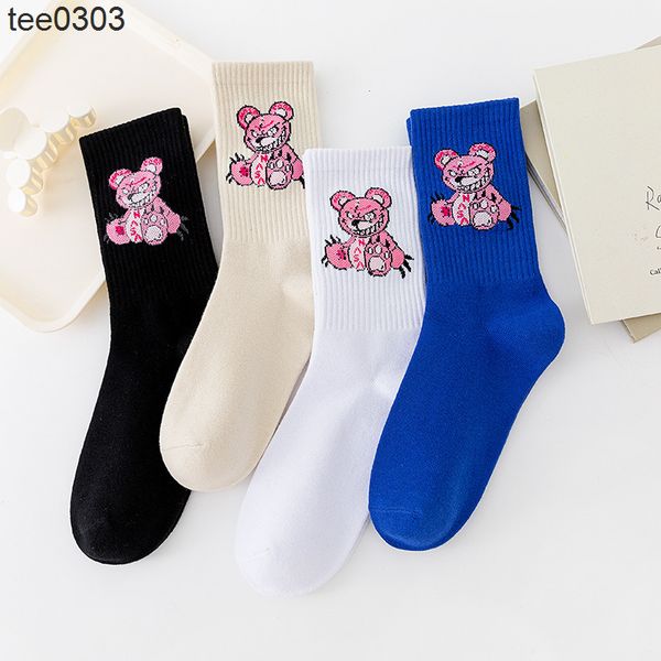 

men's socks chaozhou brand nasa violent bears co named ins chaozhou simple and versatile spring and autumn mid tube sports cotton socks, Black