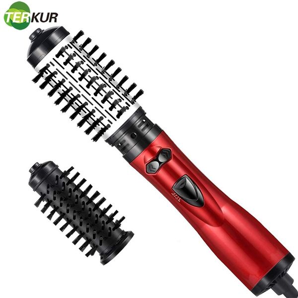 

curling irons rotating hair dryer brush electric blow drier comb air straightener curler iron one step 2 gears blower replaceable 2 heads 22