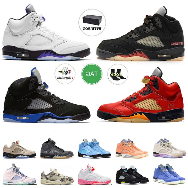 

nk shoe jumpman 5 shoes men women basketball shoe with box 5s sail black musliln raging bull unc easter green bean fire red low expression j, Black;white