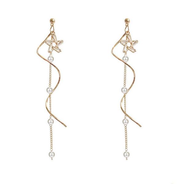 

charm personality earrings five pointed stars chain simple fashion crystal jewelry twist woman ear studs valentines day present 3 3rx dhtqm, Golden