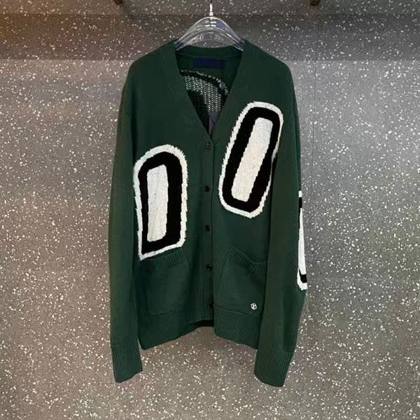 

2022 autumn and winter sweater new fashion mohair long-sleeved knitted sweater men loose letter v-neck elegant casual cardigan jumper, White;black