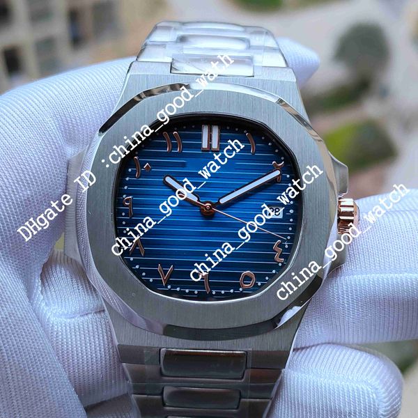 

supe watch u1f factory blue grey arabic dial mens automatic movement 40 mm watch classic 5711 watches transparent wristwatches new original, Slivery;black