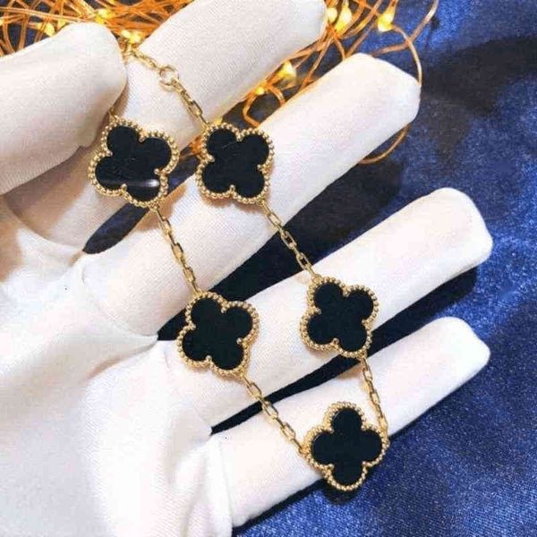 

charm bracelets classic fashion 4 leaf clover charm bracelets bangle chain 18k gold agate shell mother-of-pearl for women&girls linka20, Golden;silver