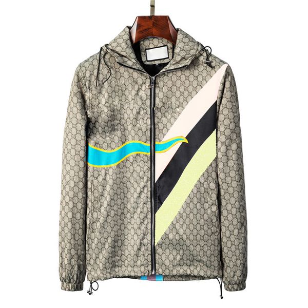 

men's jacket european and american designer brand autumn winter thick domessa one-piece hat print rainbow handsome casual slim fit men&, Black;brown