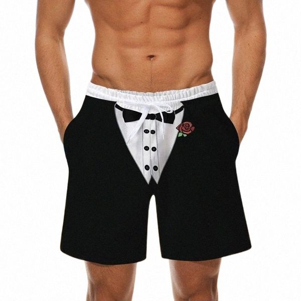 

men's shorts men's swimming trunks quick dry beach summer sports plus size waiter 3d fun print beachwear for men board shortsmen&#, White;black