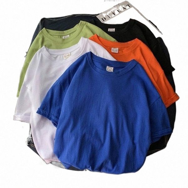 

women's t-shirt 2022 summer short sleeve women tee shirt loose solid basic t casual o-neck hipster tshirt 5xl h1ih#, White